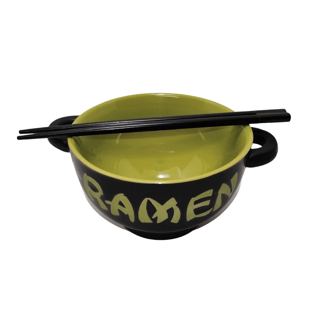 World Market Japanese Ceramic Ramen Bowls + Utensils Set of 2